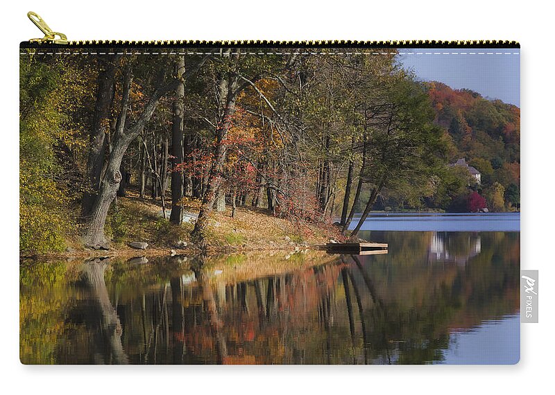Tuxedo Zip Pouch featuring the photograph Tuxedo Lake Autumn by Joan Carroll