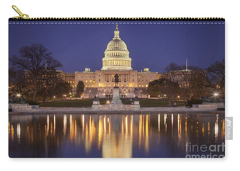 Us Capitol Zip Pouch featuring the photograph Twilight at US Capitol by Brian Jannsen