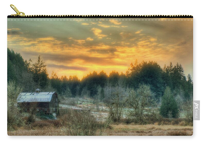 Barn Zip Pouch featuring the photograph Twilight in the Valley by Jeff Cook