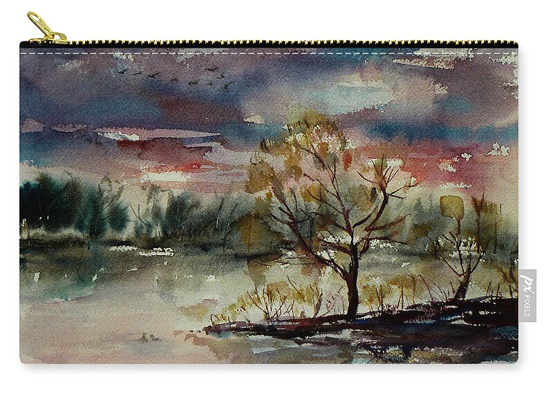 Twilight Zip Pouch featuring the painting Twilight Serenade II by Xueling Zou