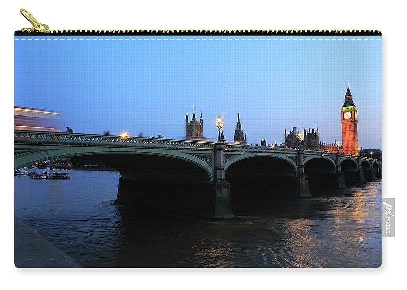 Arch Zip Pouch featuring the photograph Twilight View Of Westminster Bridge And by Bruce Yuanyue Bi