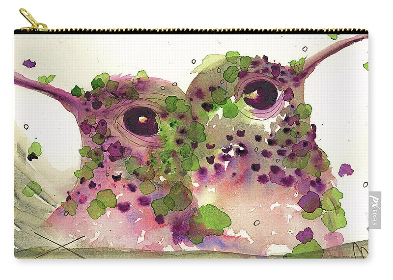 Watercolor Zip Pouch featuring the painting Twin Hummers by Dawn Derman