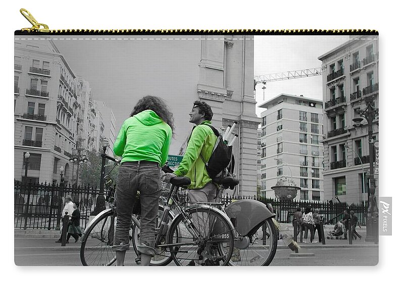 Marseille Zip Pouch featuring the photograph Two americans visiting France by Dany Lison