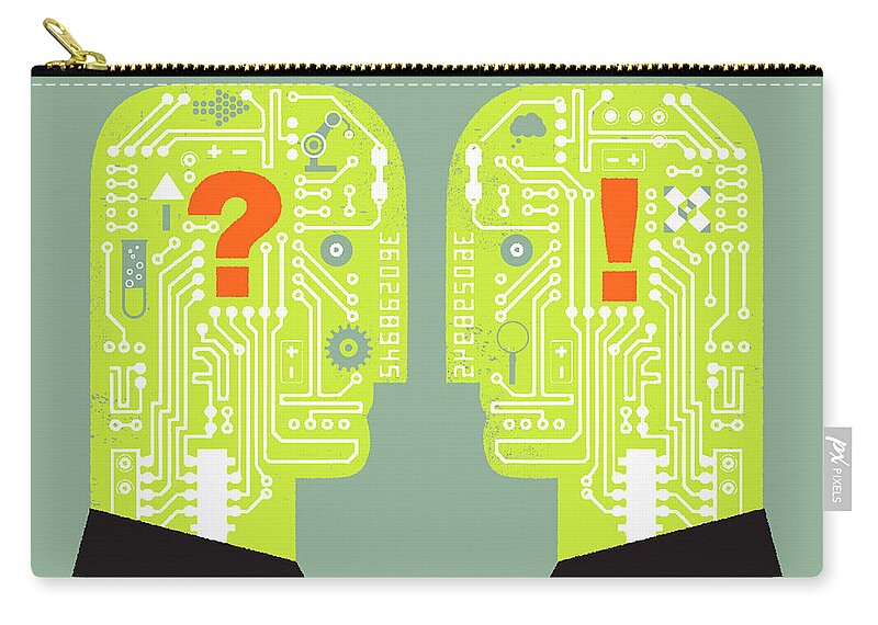 Adult Carry-all Pouch featuring the photograph Two Men Face To Face With Circuit Board by Ikon Ikon Images