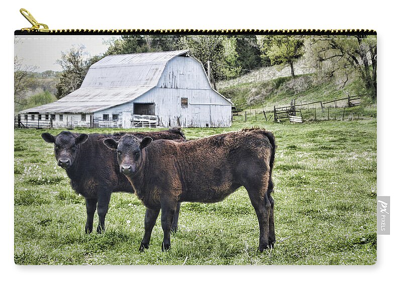 Cow Zip Pouch featuring the photograph Two of a Kind by Cricket Hackmann