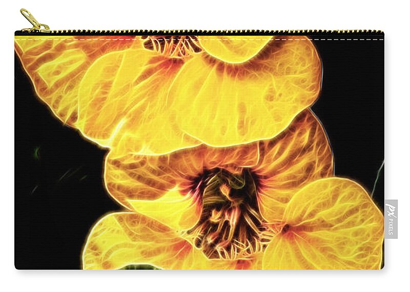 Nasturtium Carry-all Pouch featuring the photograph Two Shy Sisters fractal by Weston Westmoreland