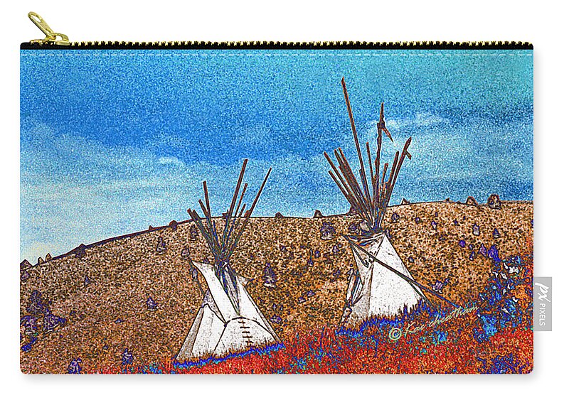American Indian Zip Pouch featuring the photograph Two Teepees by Kae Cheatham