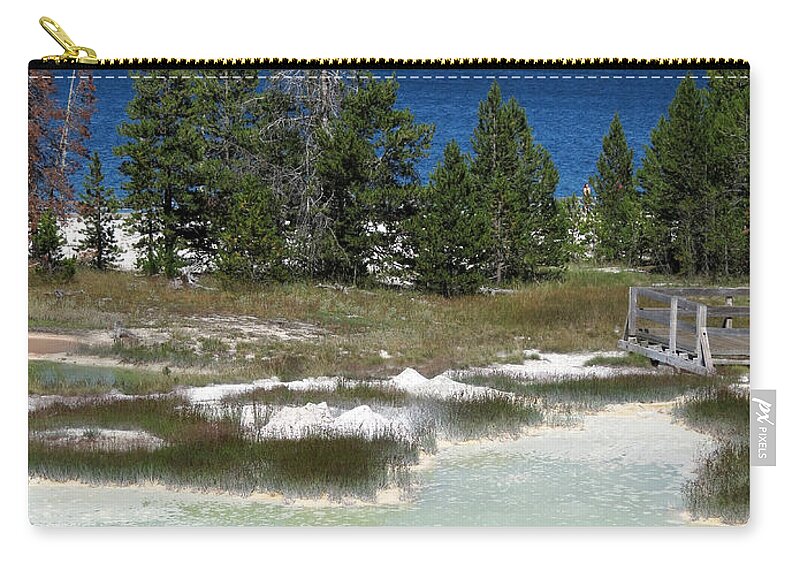 Yellowstone National Park Zip Pouch featuring the photograph Two Waters by Laurel Powell