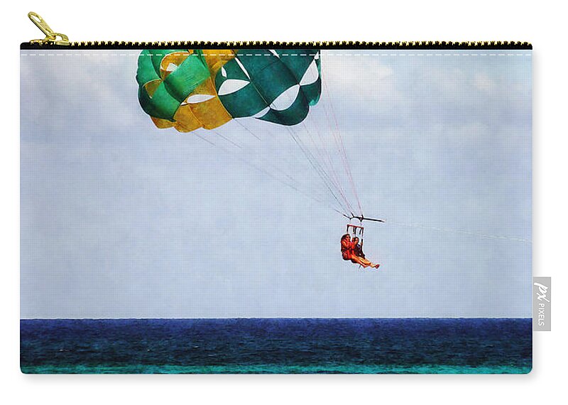 Parasailing Zip Pouch featuring the photograph Two Women Parasailing in the Bahamas by Susan Savad