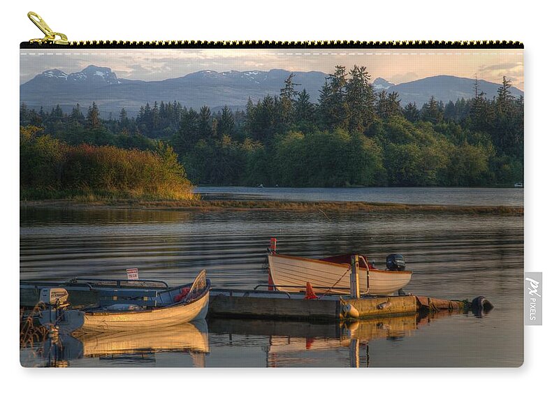 Tyee Zip Pouch featuring the photograph Sunset Tyee Boats by Kathy Paynter