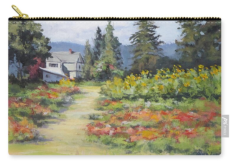 Plein Air Zip Pouch featuring the painting U Pick Beauty by Karen Ilari