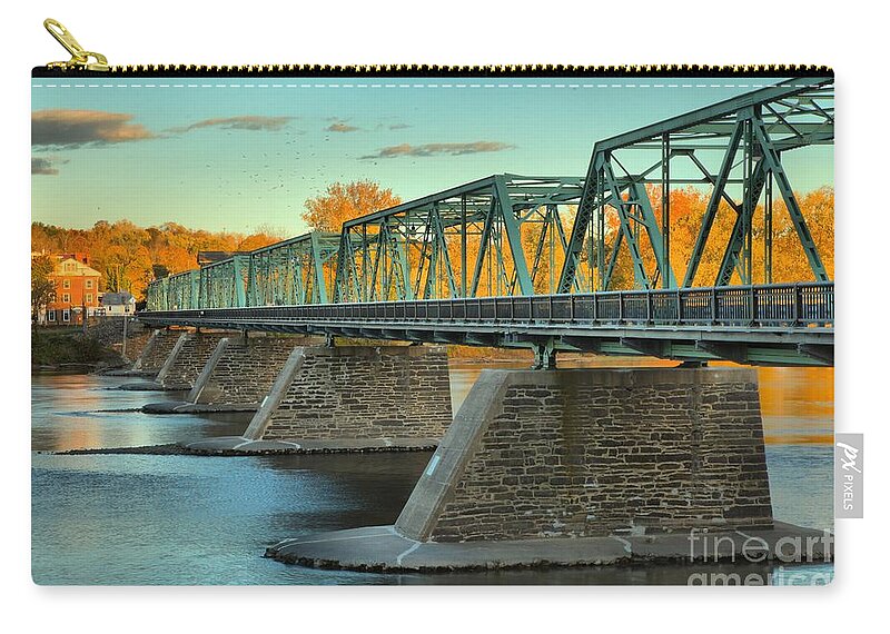 Uhlerstown-frenchtown Bridge Zip Pouch featuring the photograph Uhlerstown-Frenchtown Bridge Fall Colors by Adam Jewell