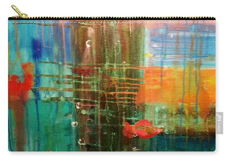 Fish Zip Pouch featuring the painting Under the Dock by Renate Wesley