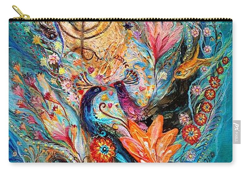 Jewish Art Prints Zip Pouch featuring the painting Under the light of Menorah by Elena Kotliarker