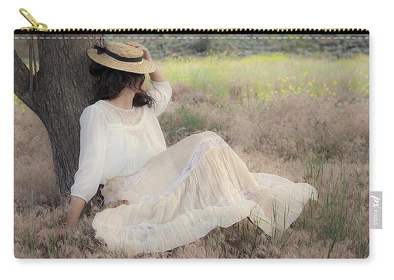 Nostalgia Zip Pouch featuring the photograph Under The Old Appletree by Theresa Tahara