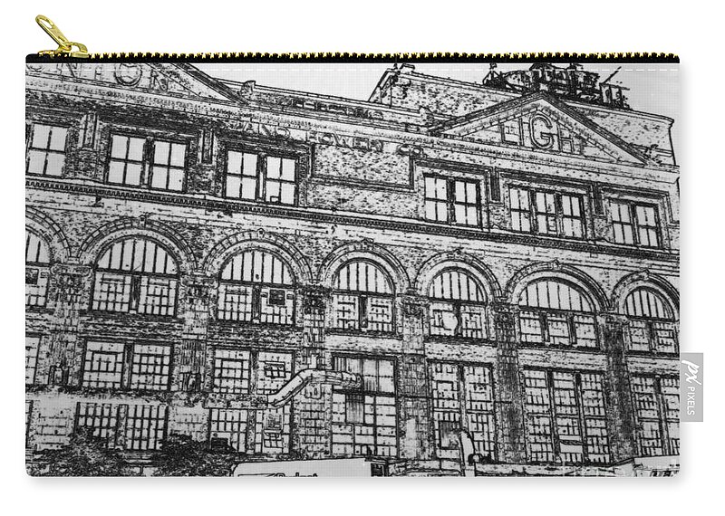  Zip Pouch featuring the photograph Union Light and Power in Black and White by Kelly Awad