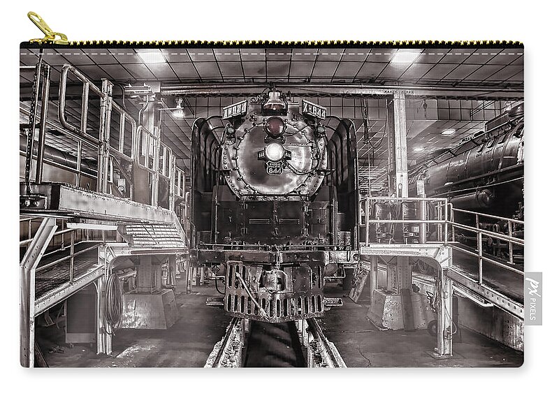 Union Pacific Zip Pouch featuring the photograph Union Pacific 844 in the Steam Shop by Ken Smith