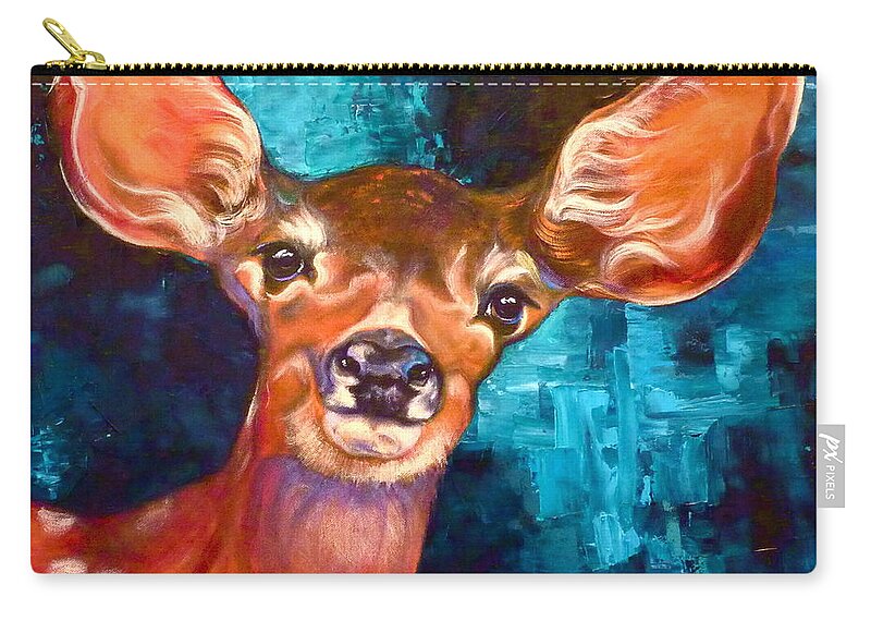 Fawn Zip Pouch featuring the painting Uniquely Fawn by Susan A Becker