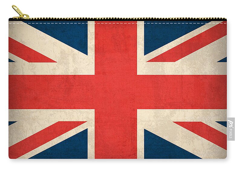 United Kingdom Union Jack England Britain Flag Vintage Distressed Finish London English Europe Uk Country Nation British Carry-all Pouch featuring the mixed media United Kingdom Union Jack England Britain Flag Vintage Distressed Finish by Design Turnpike