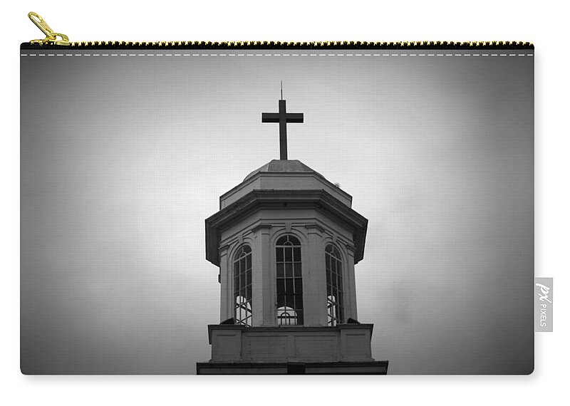 Church Zip Pouch featuring the photograph United Methodist Steeple by Laurie Perry