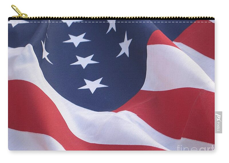 Photography Zip Pouch featuring the photograph United States Flag by Chrisann Ellis