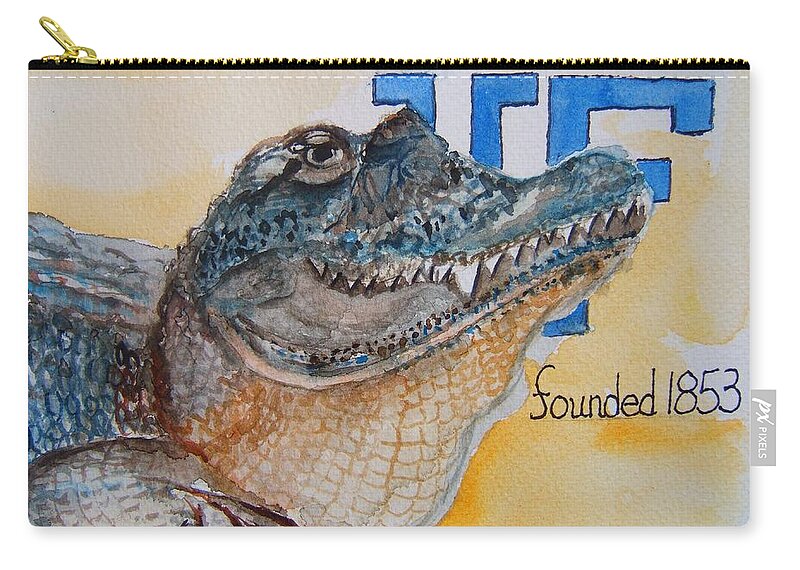 Florida Gator Zip Pouch featuring the painting University of Florida by Elaine Duras