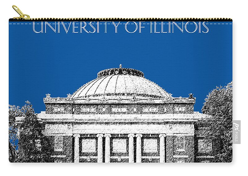 University Zip Pouch featuring the digital art University of Illinois Foellinger Auditorium - Royal Blue by DB Artist