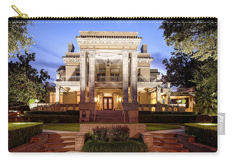 Houston Zip Pouch featuring the photograph University of St. Thomas Link Lee Mansion - Montrose Houston Texas by Silvio Ligutti