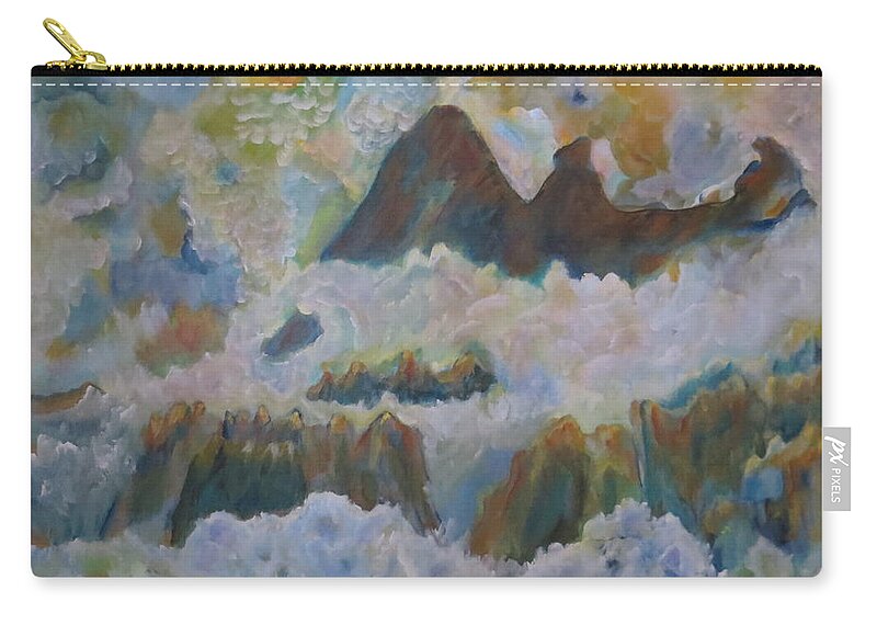 Abstract Zip Pouch featuring the painting Up on Cloud Nine by Soraya Silvestri