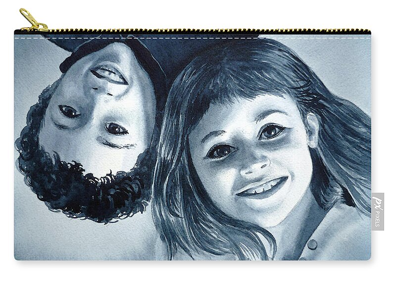 Children Zip Pouch featuring the painting Upside Down Kids by Irina Sztukowski