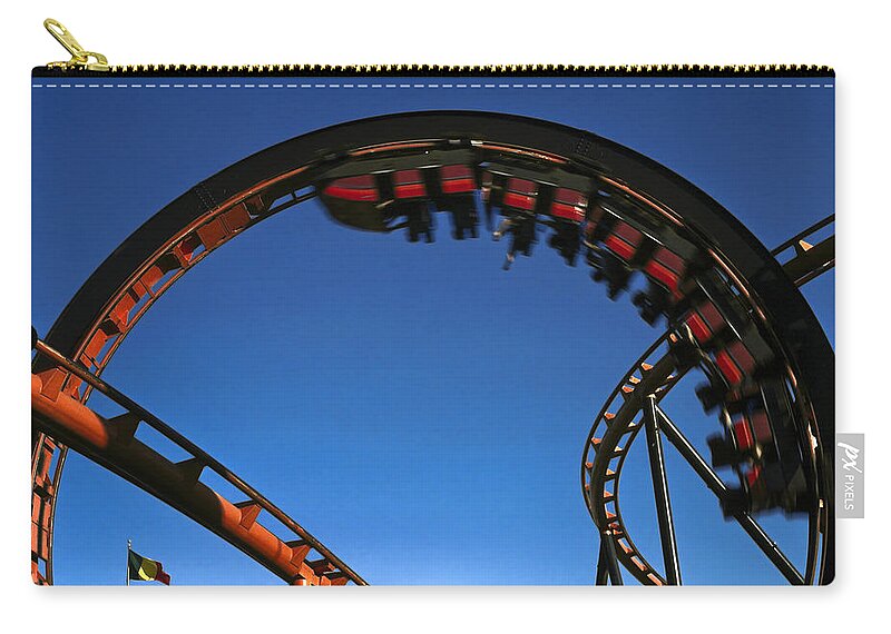 Roller Coaster Upside Down Zip Pouch featuring the photograph Upside Down by Sally Weigand