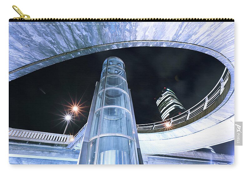 Elevated Walkway Zip Pouch featuring the photograph Urban Bilbao Elevator & Walkway by Hepatus