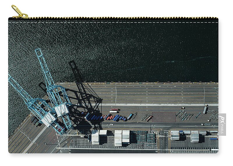 Industrial District Carry-all Pouch featuring the photograph Urban Landscape With River And Industry by Michael H