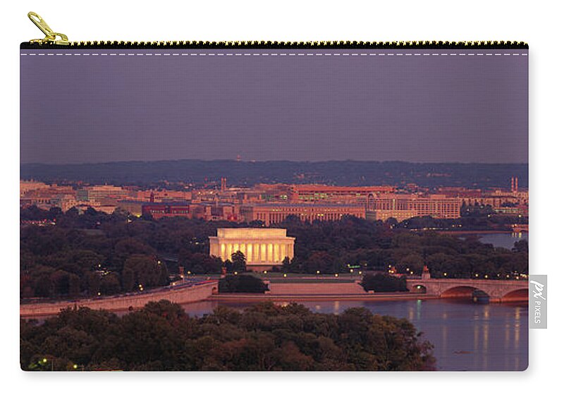 Photography Zip Pouch featuring the photograph Usa, Washington Dc, Aerial, Night by Panoramic Images