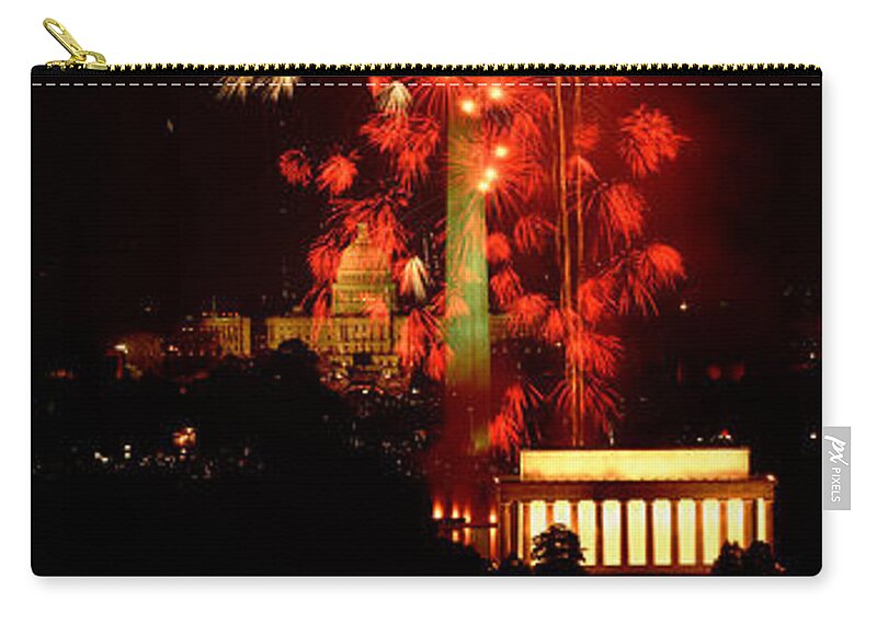 Vertical Zip Pouch featuring the photograph Usa, Washington Dc, Fireworks by Panoramic Images