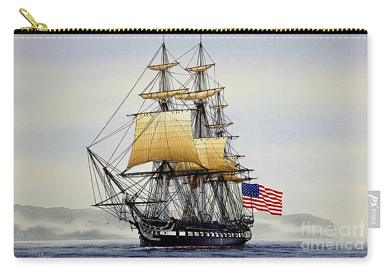 Tall Ship Zip Pouch featuring the painting Uss Constitution by James Williamson