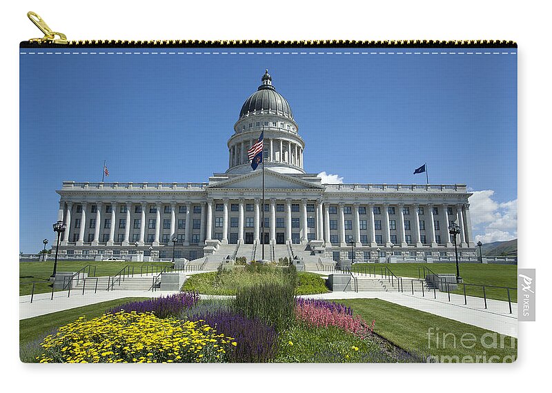  Zip Pouch featuring the photograph Utah State Capitol by Anthony Totah