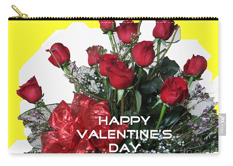 Floral Zip Pouch featuring the digital art Valentine Day by Karen Francis