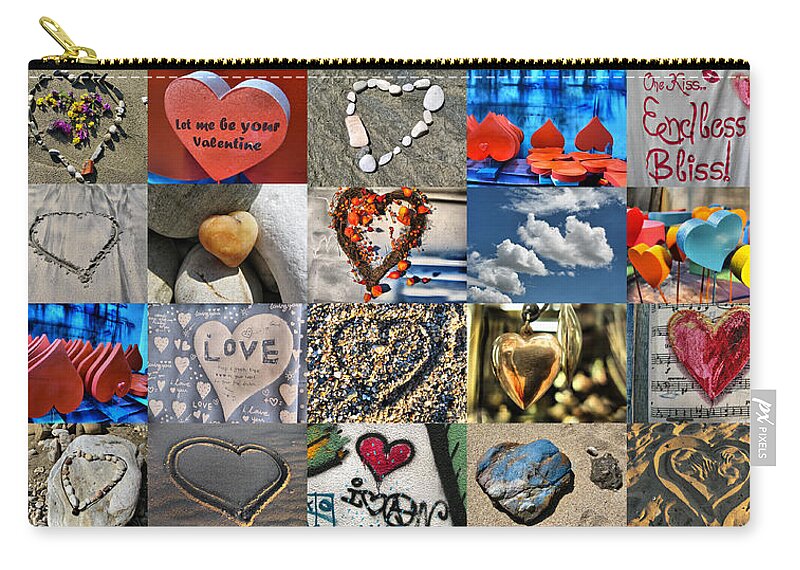 Valentine Hearts Zip Pouch featuring the photograph Valentine - Hearts and Memories  by Daliana Pacuraru