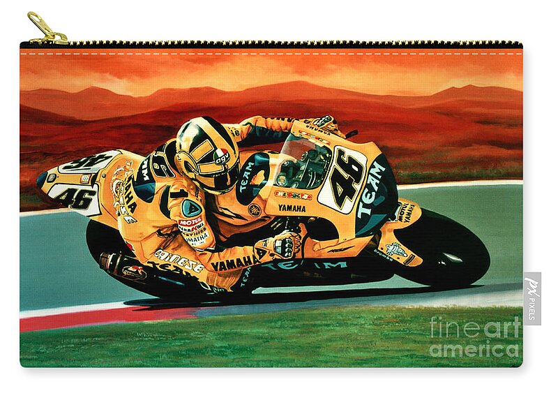 Valentino Rossi Zip Pouch featuring the painting Valentino Rossi The Doctor by Paul Meijering