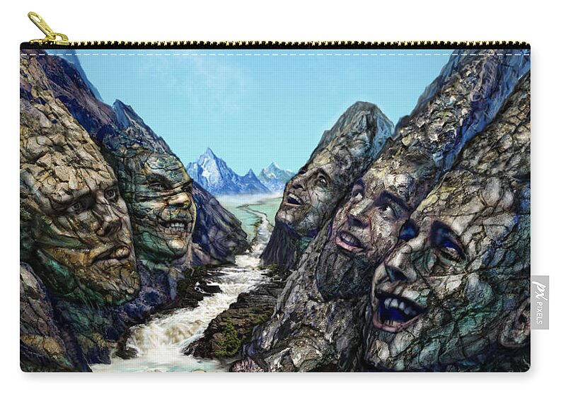 Expain Zip Pouch featuring the mixed media Valley of the Absurd by Tony Koehl