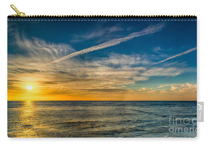 Sunset Zip Pouch featuring the photograph Vapor Trail by Adrian Evans