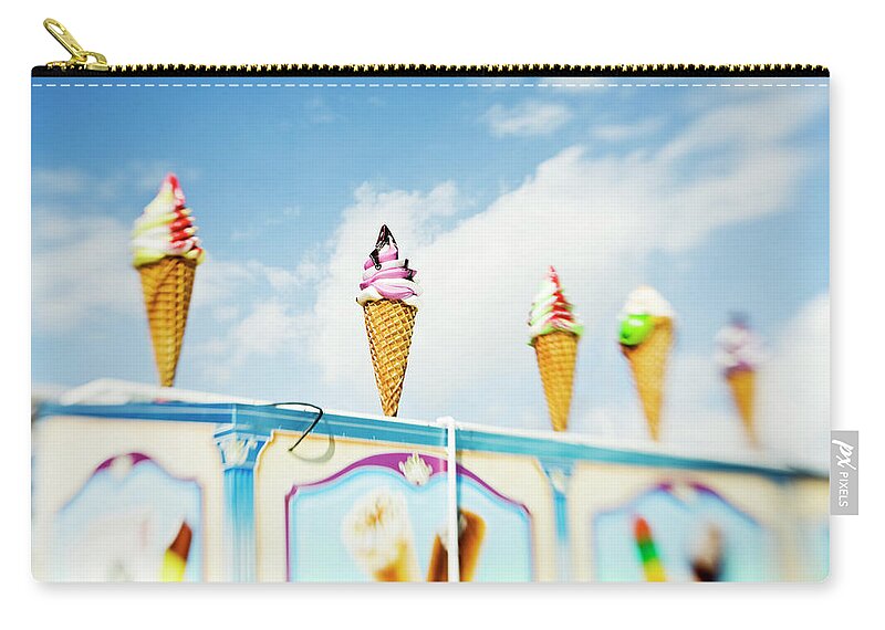 Sweden Zip Pouch featuring the photograph Variety Of Ice Cream Sculptures On Cart by Kentaroo Tryman