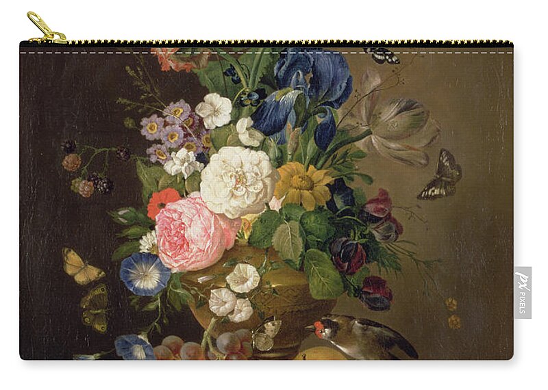 Apple Zip Pouch featuring the painting Vase Of Flowers by Mary Moser