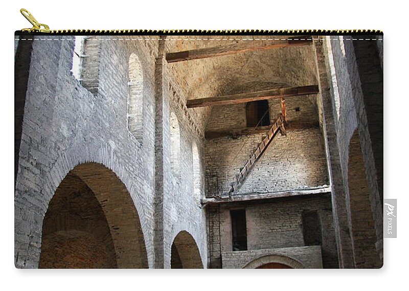 Vault Zip Pouch featuring the photograph Vaulted Roof St Philibert - Tournus by Christiane Schulze Art And Photography