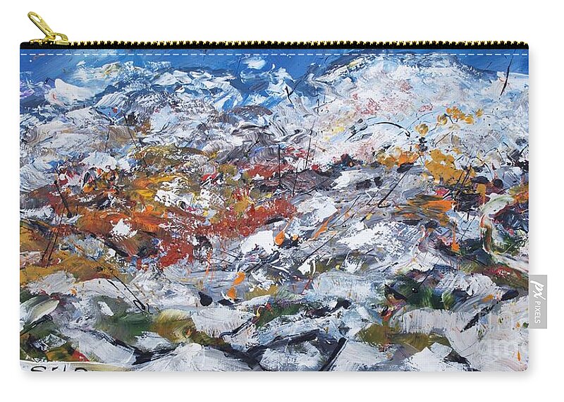 Acrylic Painting Zip Pouch featuring the painting Velebit Mountain Abstract by Lidija Ivanek - SiLa