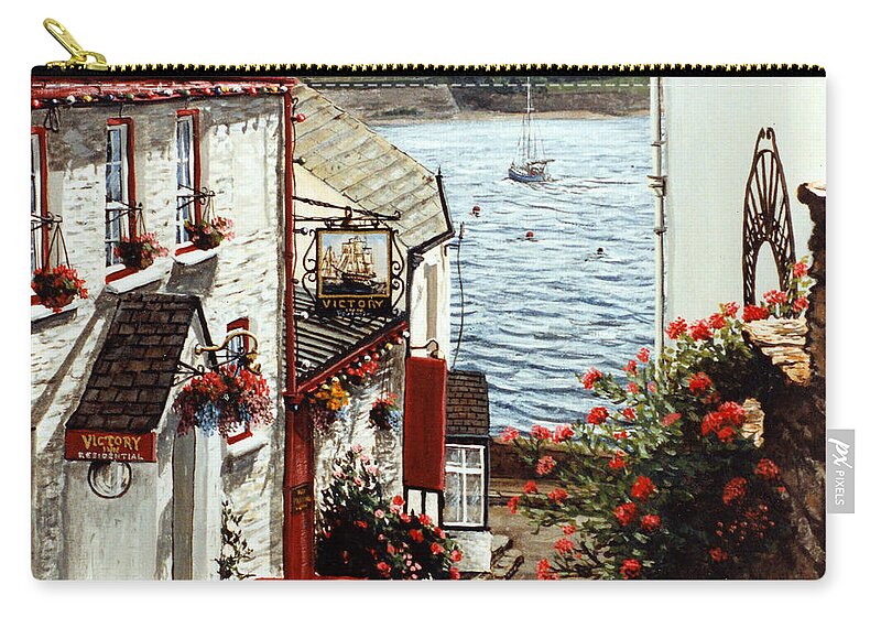 Victory Steps Zip Pouch featuring the painting Victory Steps St Mawes in Cornwall England by Mackenzie Moulton