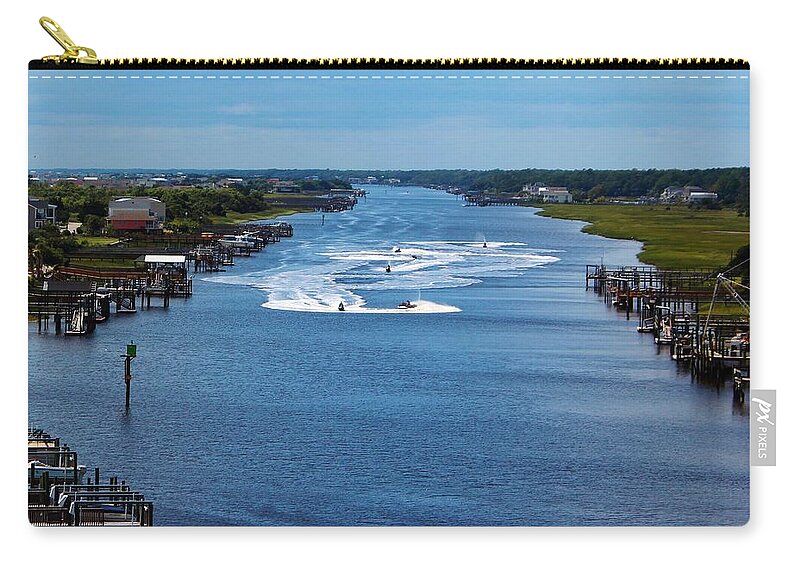 Holden Beach Zip Pouch featuring the photograph View From Bridge by Cynthia Guinn