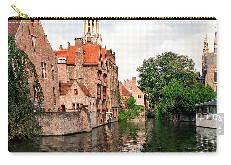 Rozenhoedkaai Zip Pouch featuring the photograph View From Rozenhoedkaai in Bruges by Greg Matchick