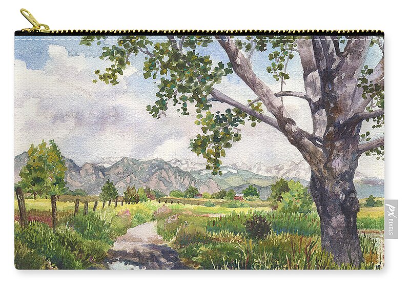 Colorado Landscape Painting Zip Pouch featuring the painting View from Stearns Lake by Anne Gifford